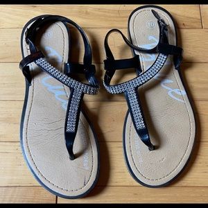 Blue Suede Shoes black sandals